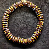African Glass Beads - Brown Spacer Beads With Multicolored Dotted Design For One Of A Kind Jewelry.