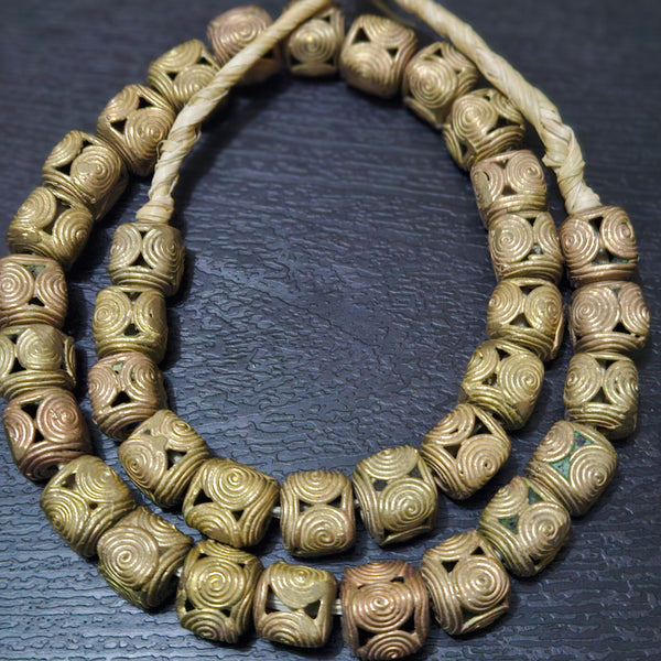 Genuine African Brass Beads from Ghana: 35 Count Strand for Jewelry Making