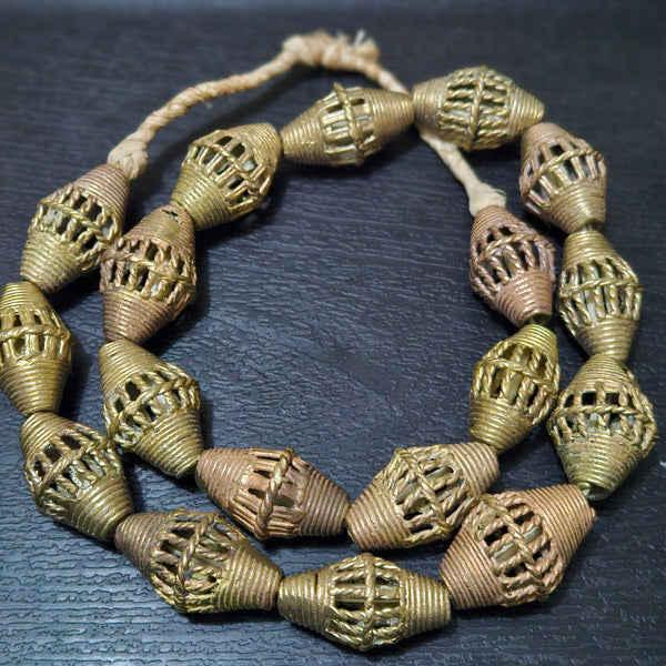 Exquisite African Brass Beads Strand for Jewelry Design - 18 Extra Large Bicones