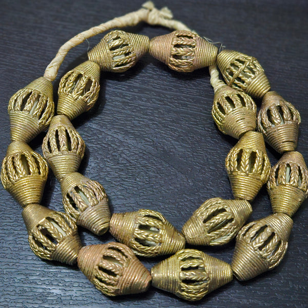 Create with Authenticity: African Brass Beads Strand - 18 Handcrafted Pieces