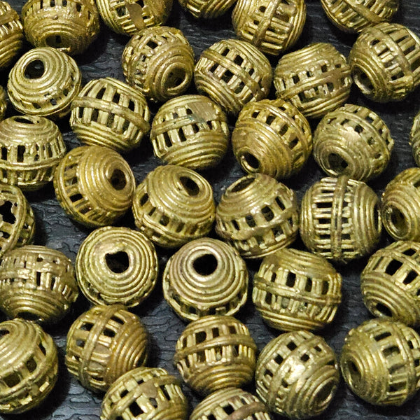 Exquisite African Brass Beads - 30 Handcrafted Round Pieces for $16