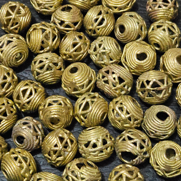 Artisanal Craftsmanship: Handmade African Brass Beads - 30 Pieces for Art Projects