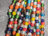11mm Mixed African Recycled Glass Beads - Round Krobo Beads