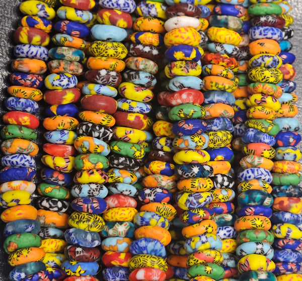 African Beads - Mixed Recycled Glass Spacers Beads.