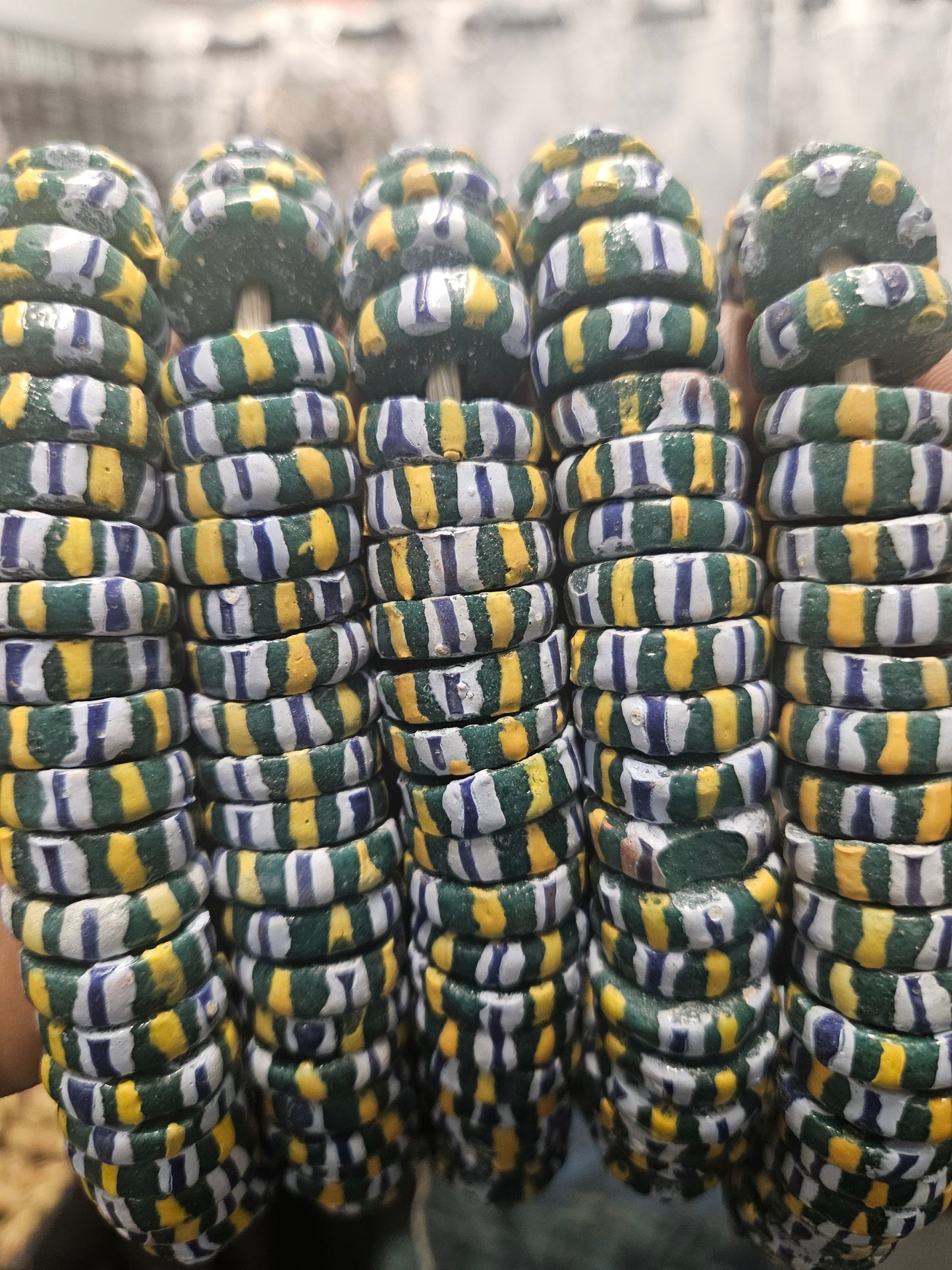 Beautiful African glass beads, chevron stripped spacer beads - Aadampo