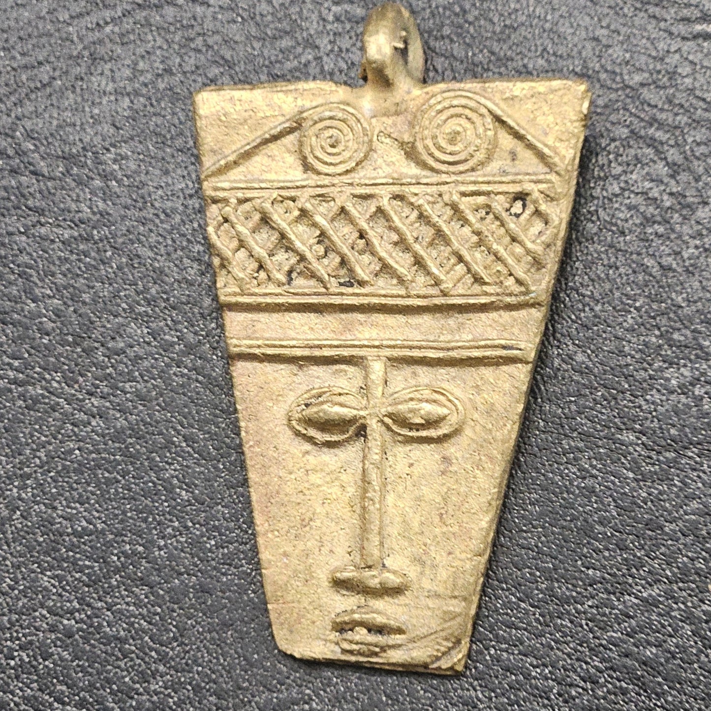 African Brass Pendant, Ancient tribal mask pendant, Ghana Brass Pendants, Ashanti brass pendant,