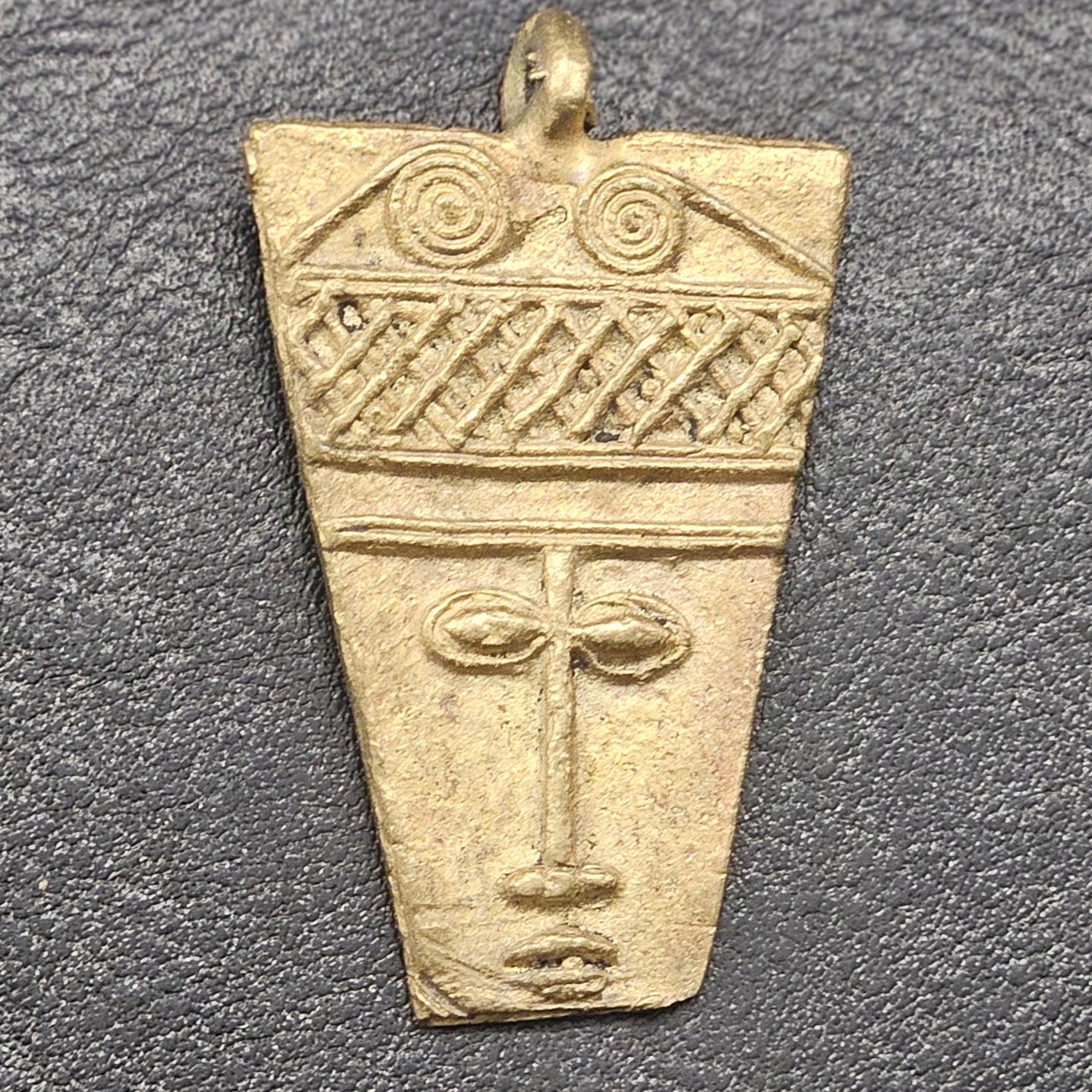 African Brass Pendant, Ancient tribal mask pendant, Ghana Brass Pendants, Ashanti brass pendant,