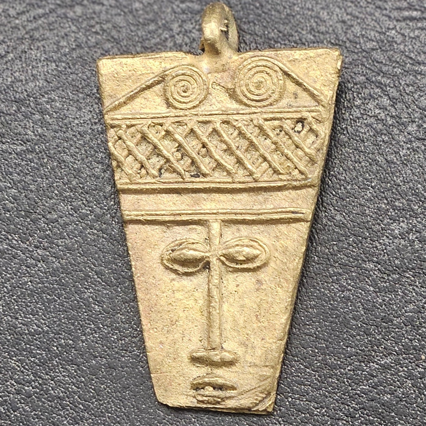 African Brass Pendant, Ancient tribal mask pendant, Ghana Brass Pendants, Ashanti brass pendant,