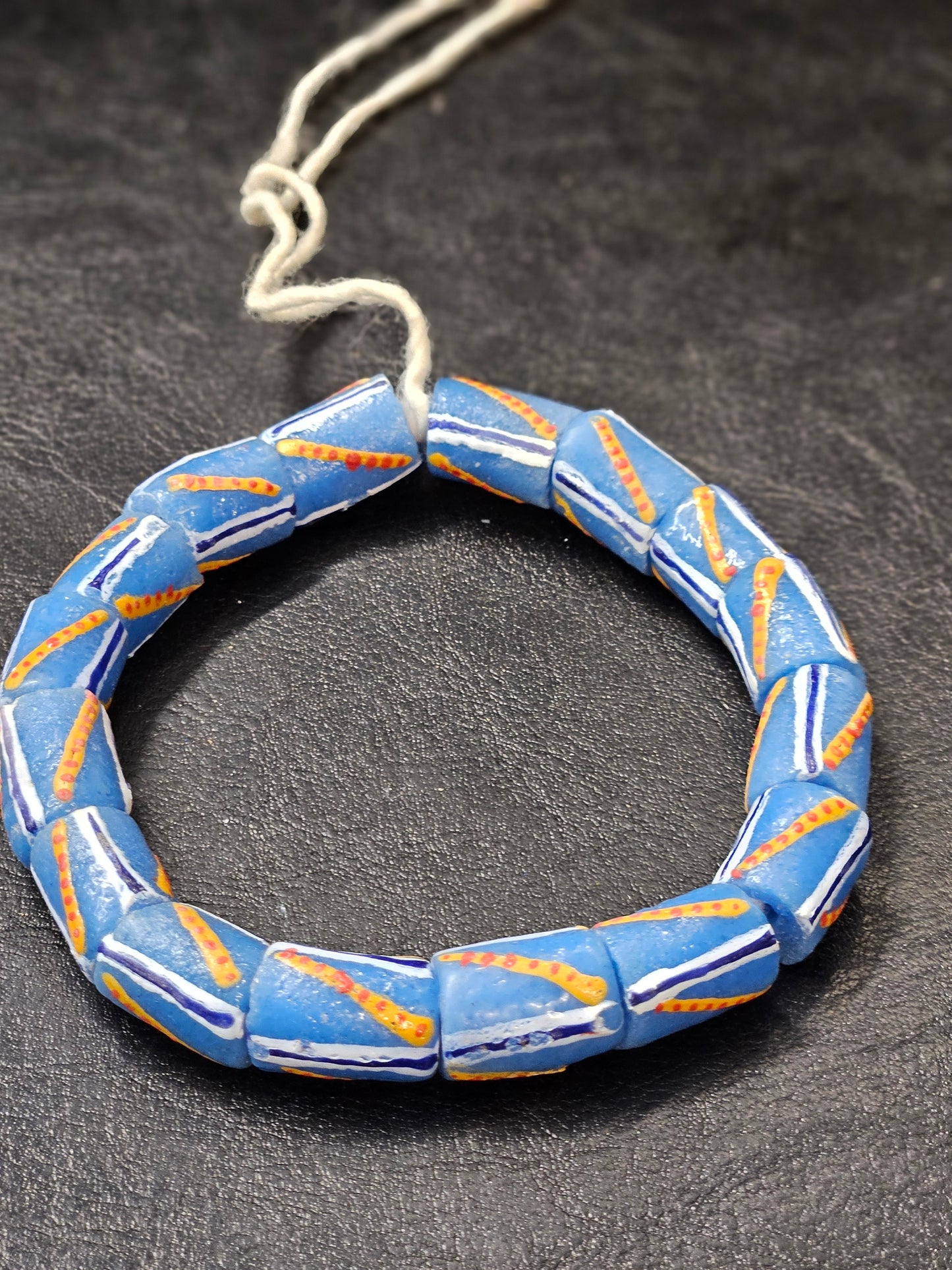 Painted African Recycled Glass Beads - Medium Tube Beads #1310