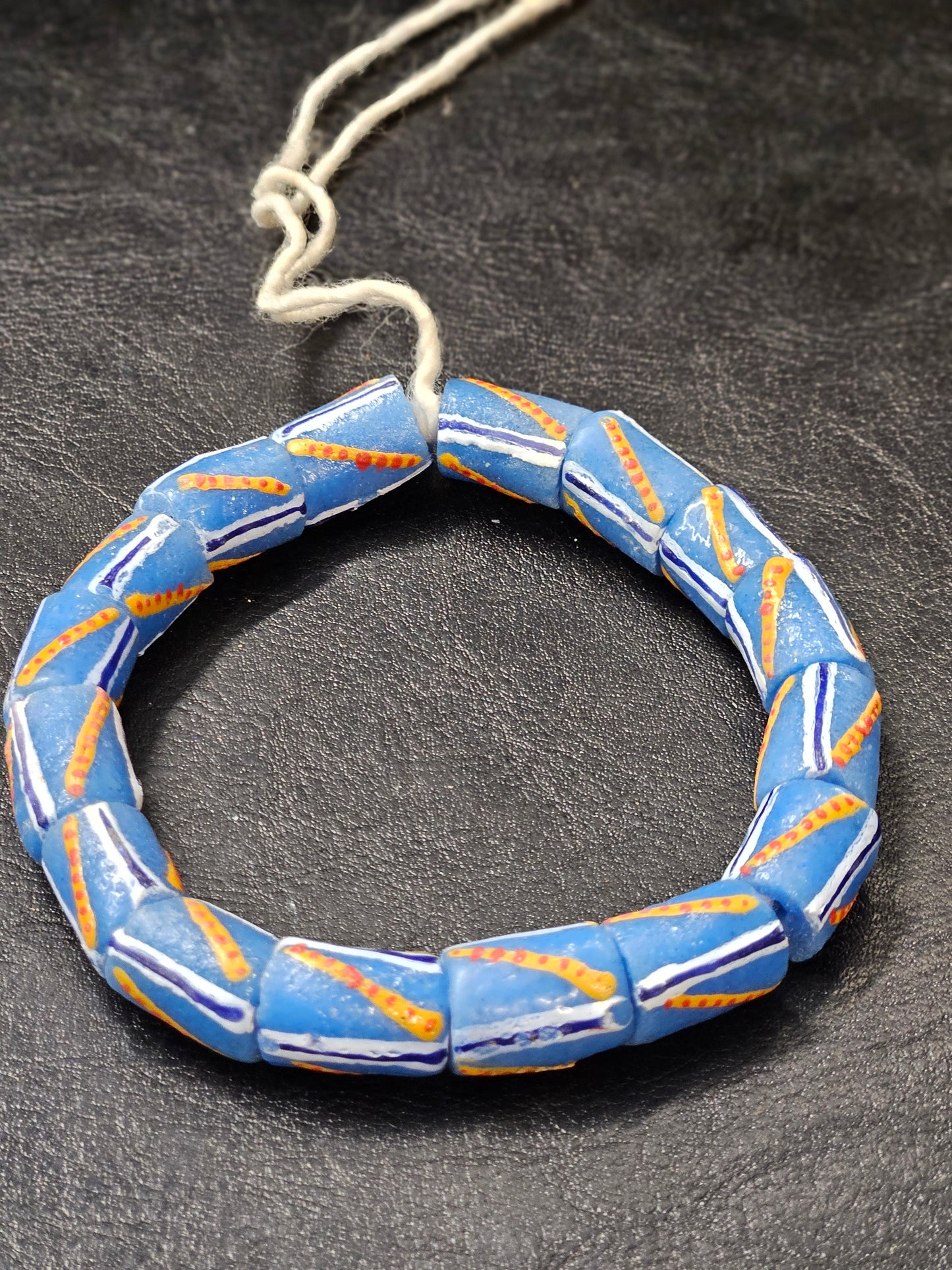 Painted African Recycled Glass Beads - Medium Tube Beads #1310