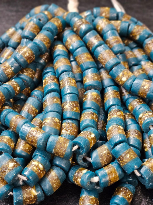 Handcrafted African Recycled Glass Beads - Medium Tube Beads #1350