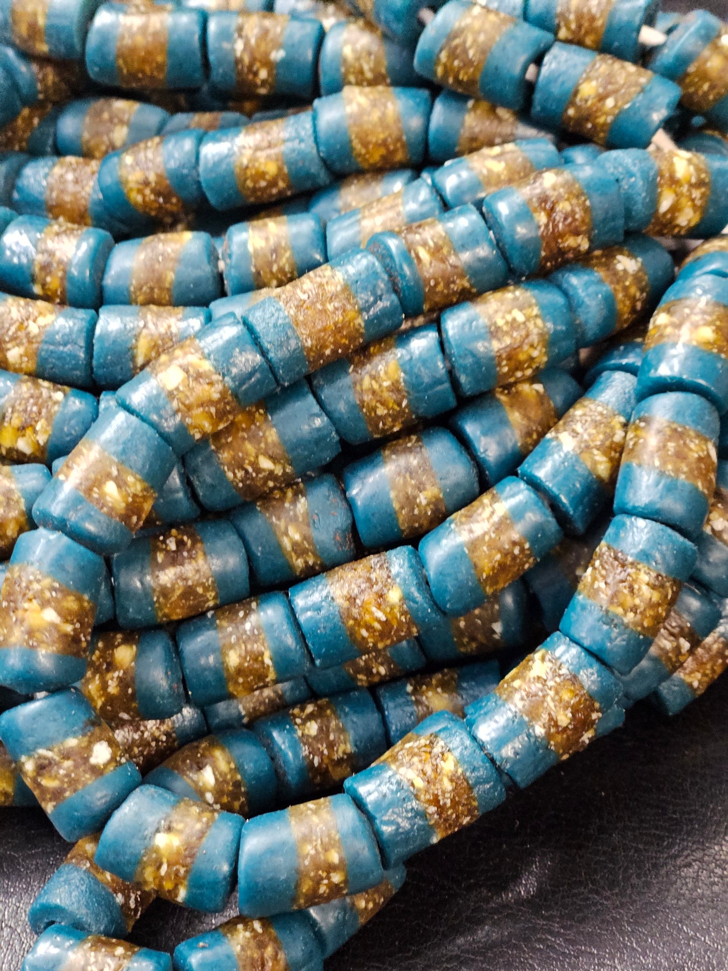 Handcrafted African Recycled Glass Beads - Medium Tube Beads #1350