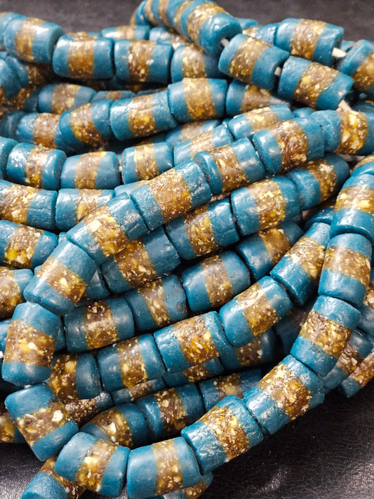 Handcrafted African Recycled Glass Beads - Medium Tube Beads #1350