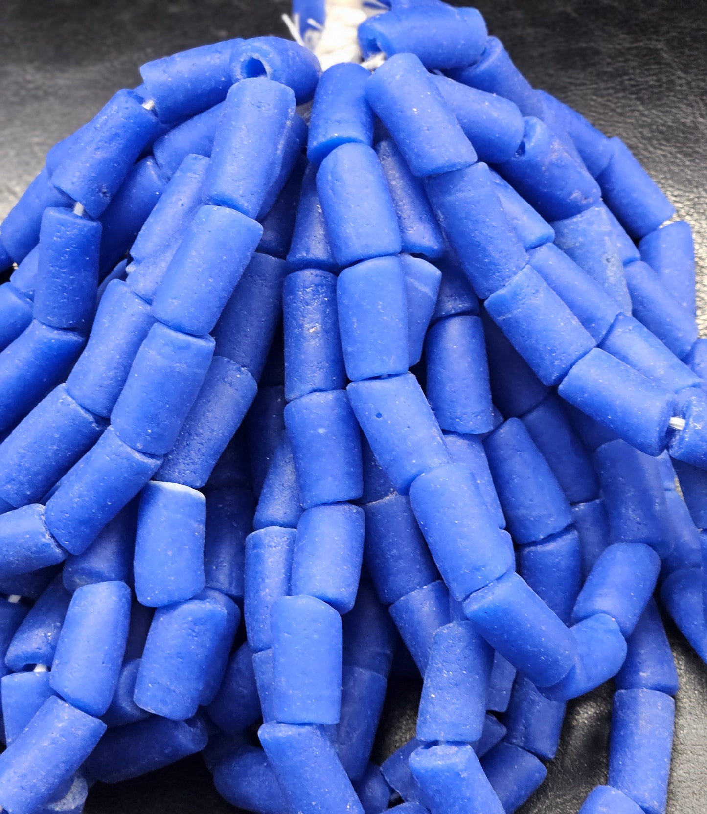 Painted African Recycled Glass Beads - Tube Beads #1403