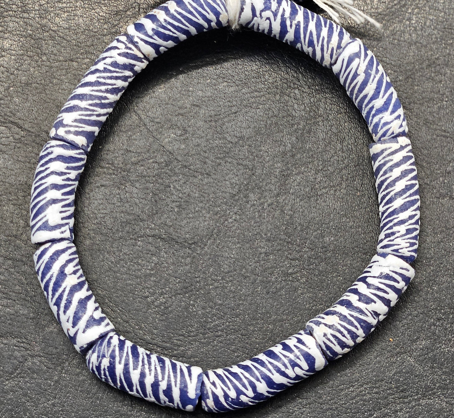 Painted African Recycled Glass Beads - Tube Beads #1512