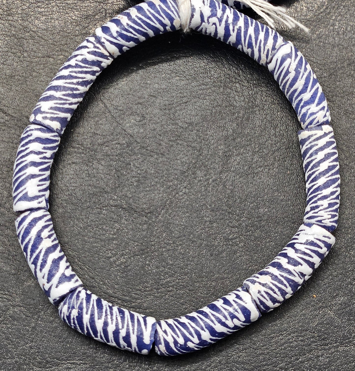 Painted African Recycled Glass Beads - Tube Beads #1512