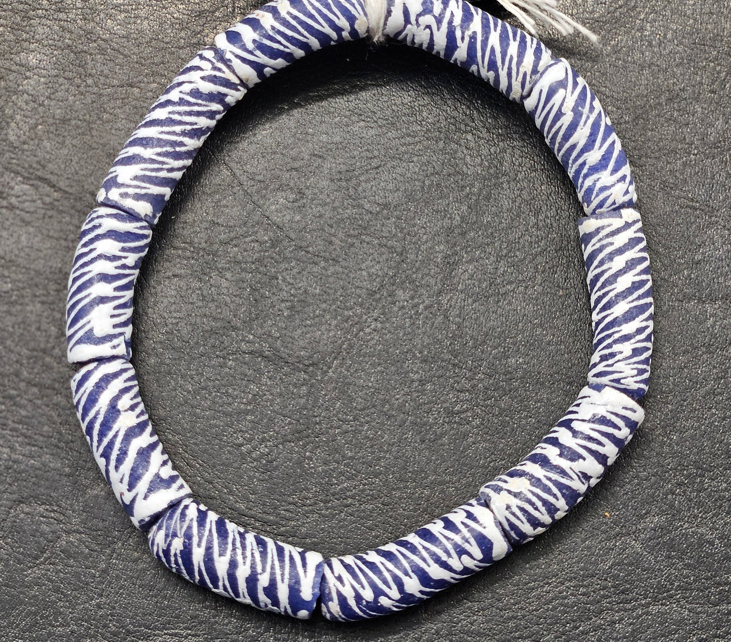 Painted African Recycled Glass Beads - Tube Beads #1512