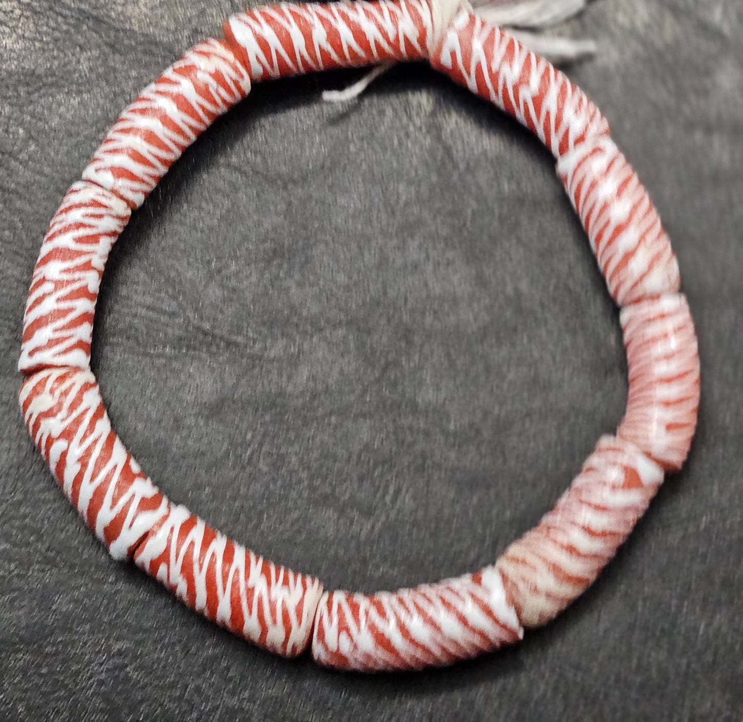 Painted African Recycled Glass Beads - Tube Beads #1510