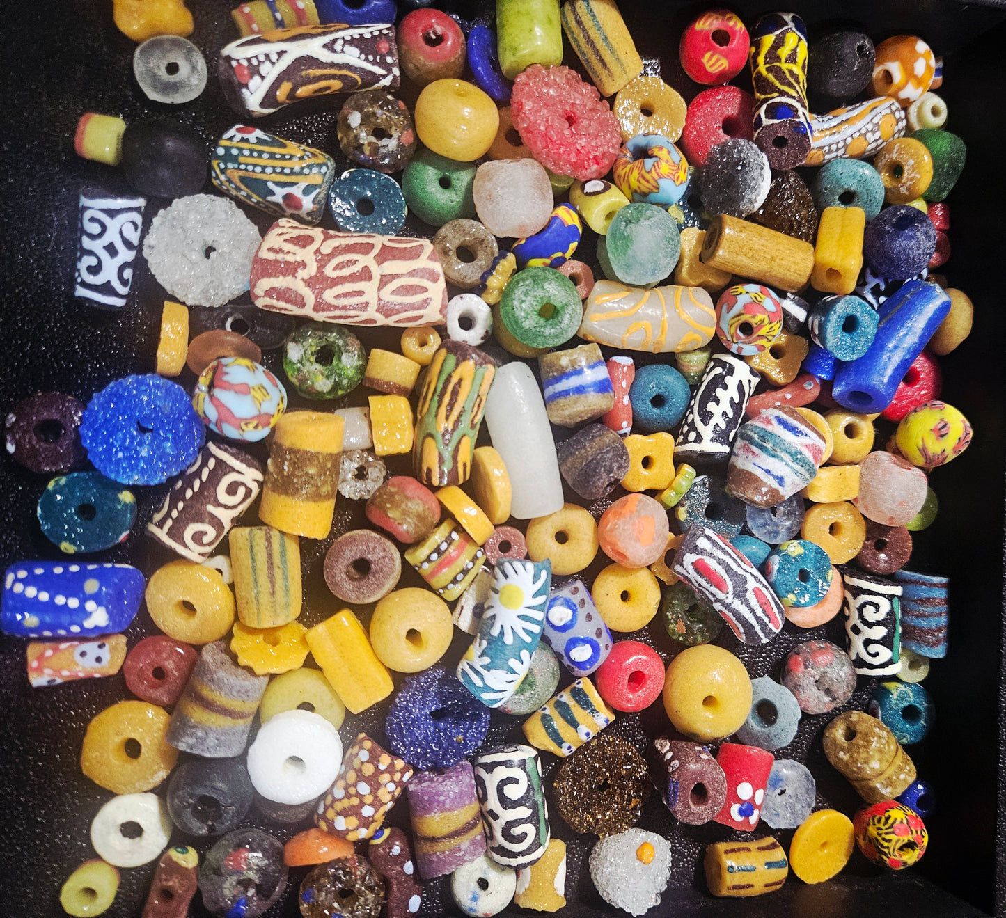 Jewel Tone Krobo Recycled Glass Beads – 1 Cup (~160 pcs) | Luxury Artisan Bead Mix from Ghana