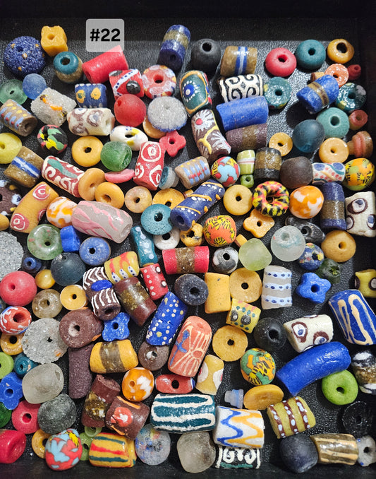 Krobo Recycled Glass Beads – 1 Cup (~160 pcs) | African Cultural Artisan Bead Mix #22