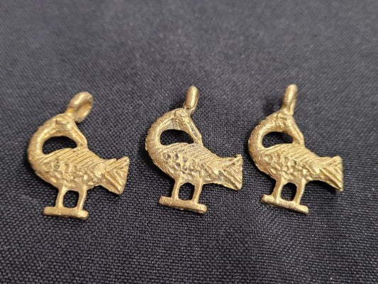 African brass pendant, Adinkra symbol pendants, 3 Sankofa pendants - Aadampo
