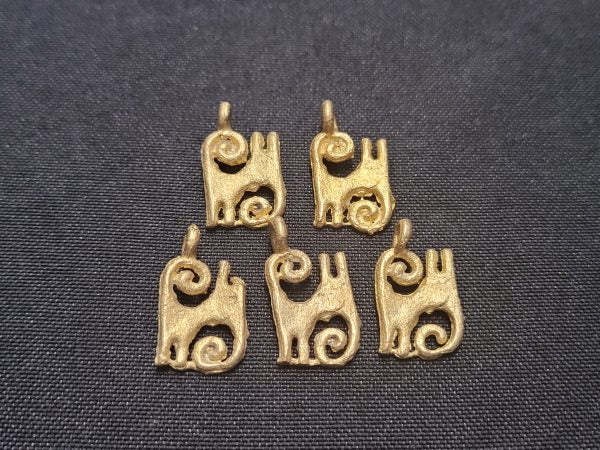 African brass pendant, 5 Adinkra symbol charms