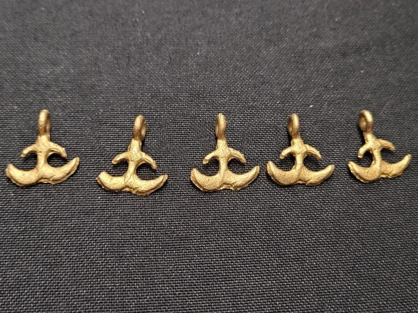 5 African brass charms, Adinkra symbol charms - Aadampo
