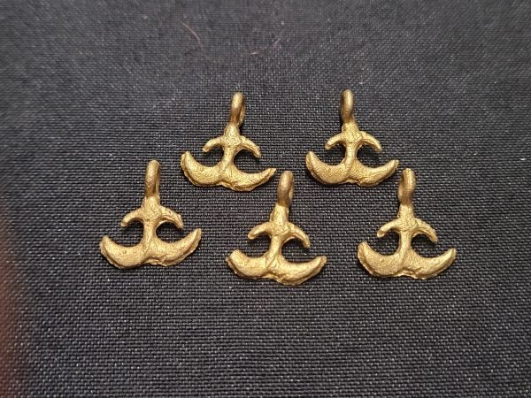 5 African brass charms, Adinkra symbol charms - Aadampo