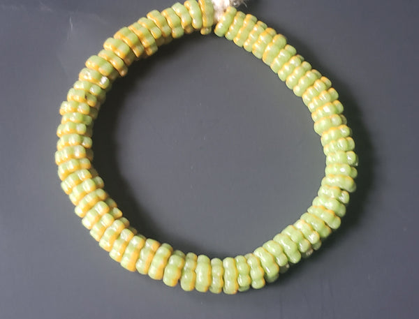 African Glass Beads, Krobo Flower Spacer Beads, AAB# 3302