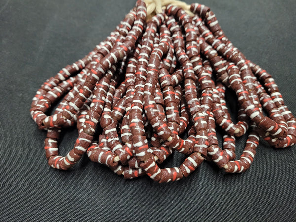 African Beads, 23 small Ghana Painted Glass Beads for Jewelry Making, AAB# 1017