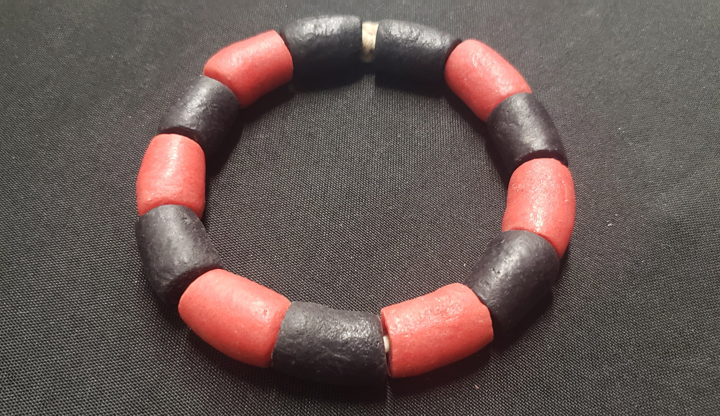 African glass beads, black and red chunky Ghana glass beads for handmade jewelry, beading supplies, AAB# 1453 - Aadampo