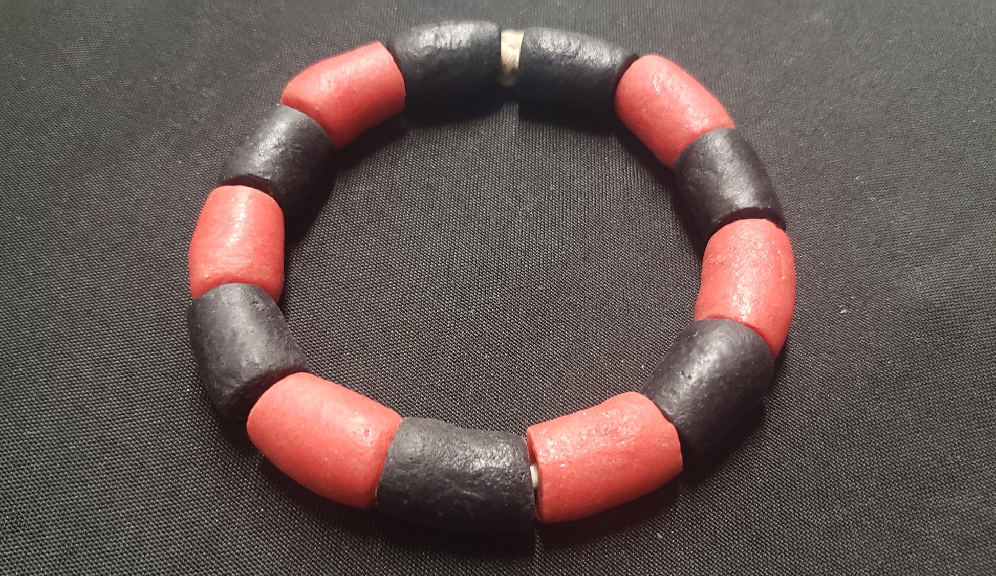 African glass beads, black and red chunky Ghana glass beads for handmade jewelry, beading supplies, AAB# 1453 - Aadampo