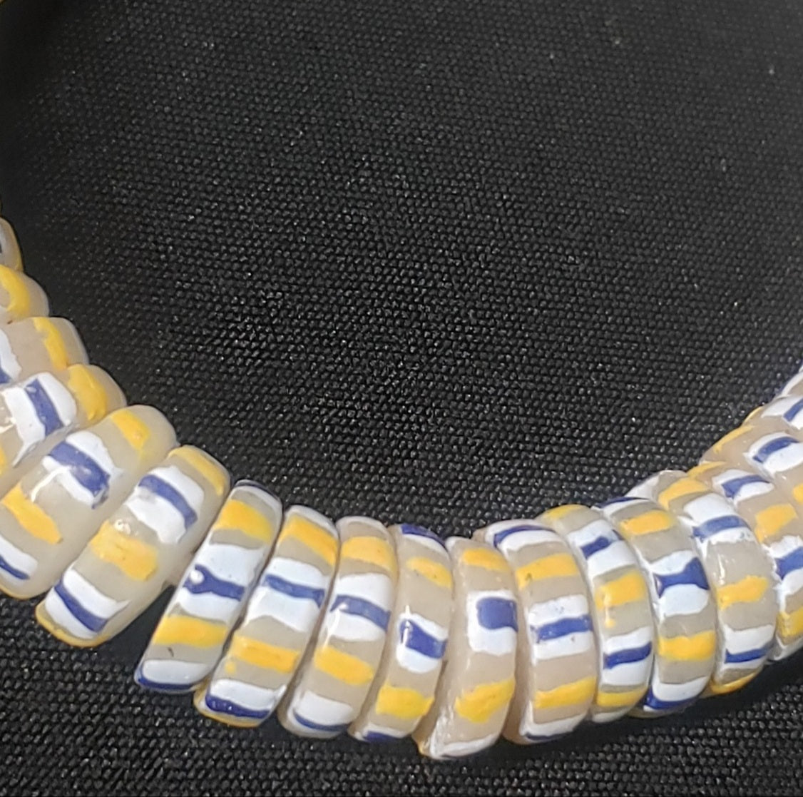 African glass beads, chevron stripped spacer beads - Aadampo