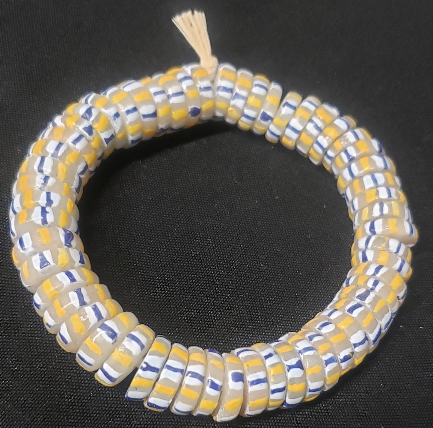 African glass beads, chevron stripped spacer beads - Aadampo
