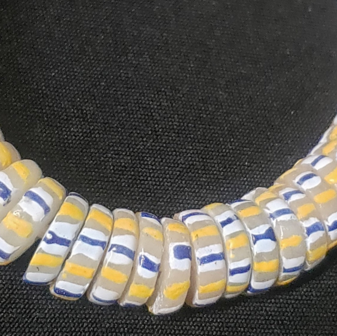 African glass beads, chevron stripped spacer beads - Aadampo