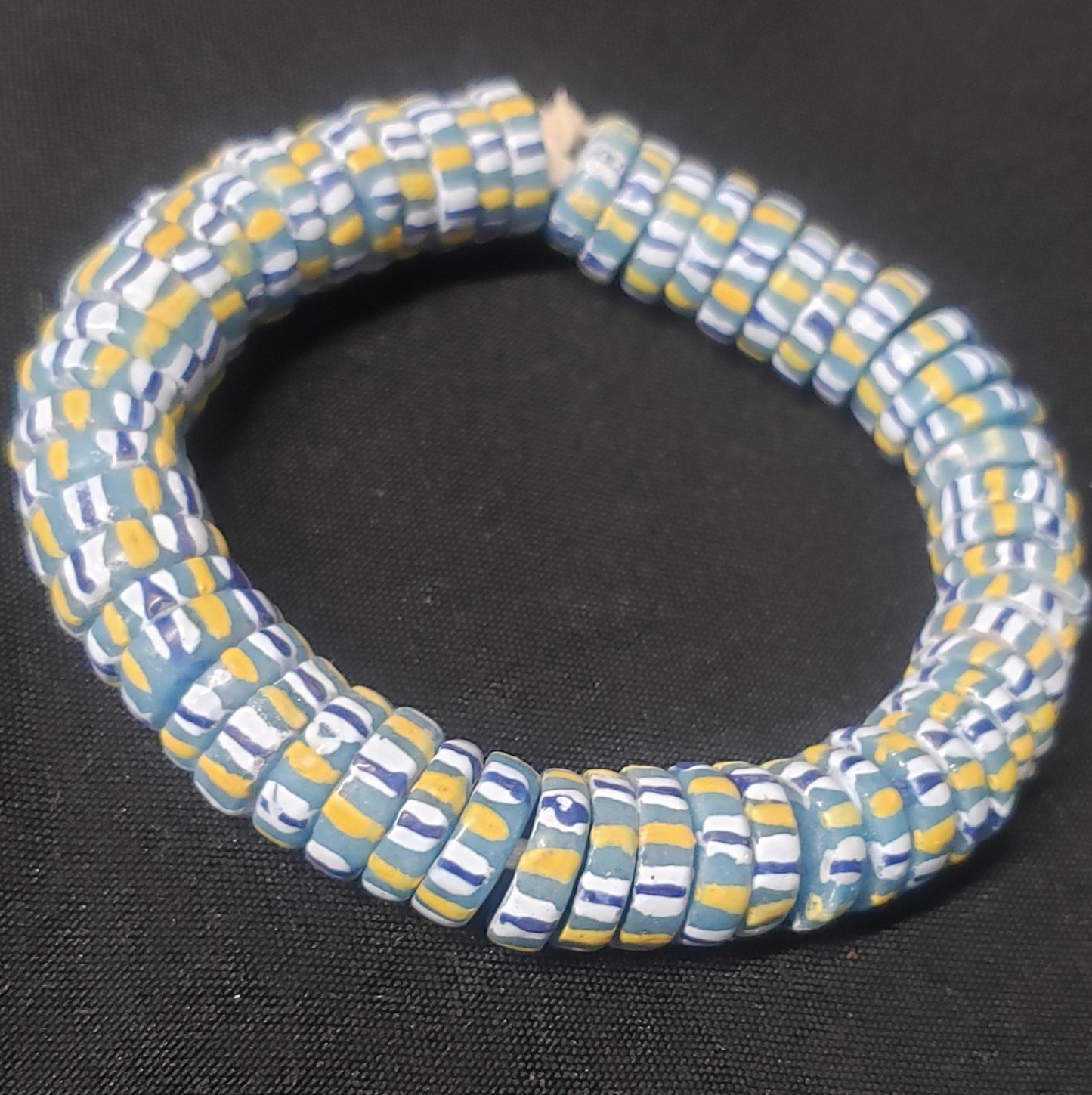 African glass beads, chevron stripped spacer beads - Aadampo