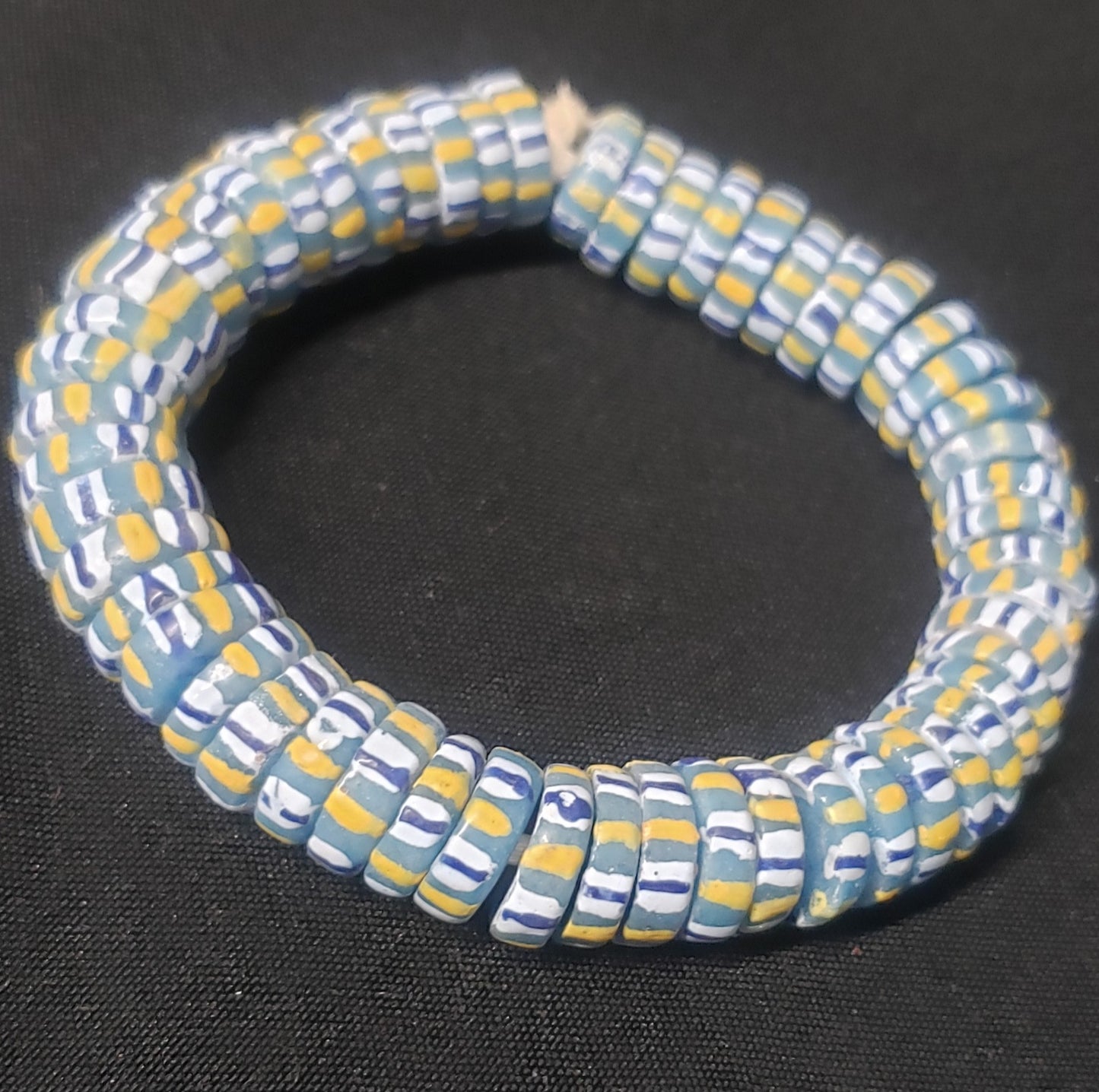 African glass beads, chevron stripped spacer beads - Aadampo