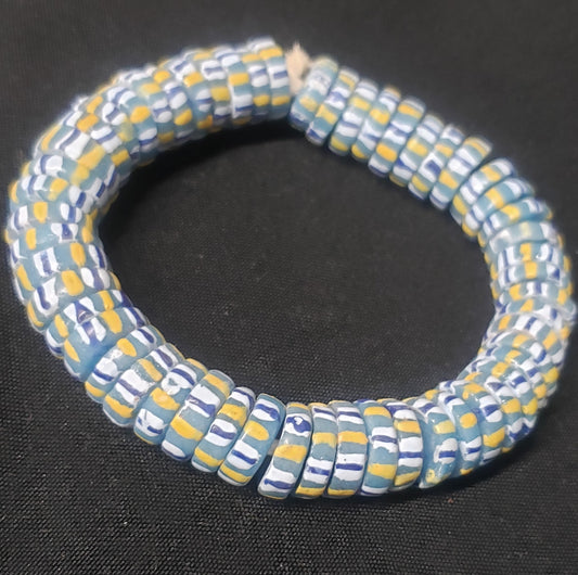 African glass beads, chevron stripped spacer beads - Aadampo
