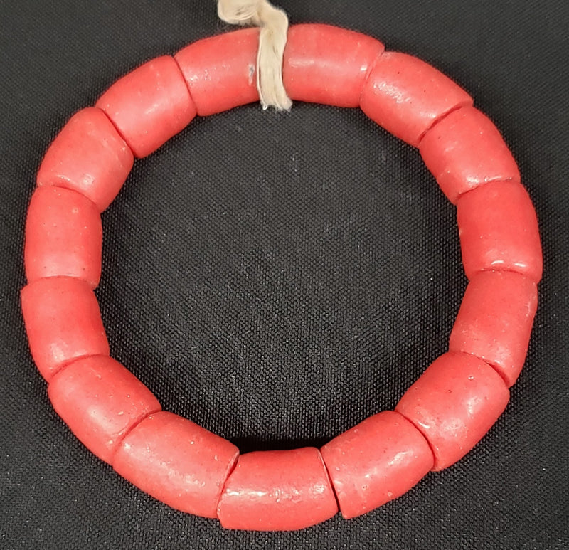 African glass beads, red Krobo beads for jewelry making. Large holes beads.