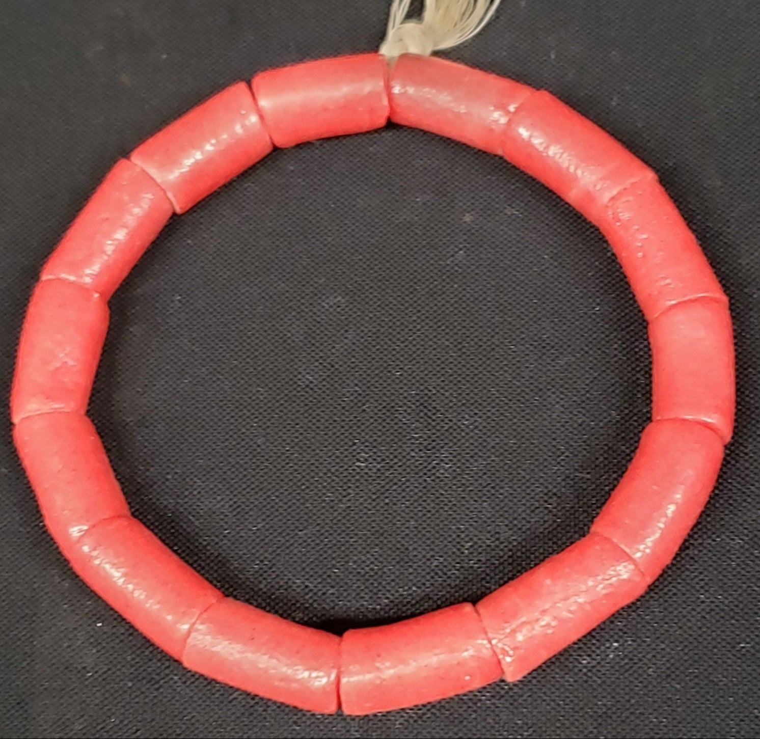 African glass beads, red tube beads for jewelry making. Large holes beads. - Aadampo