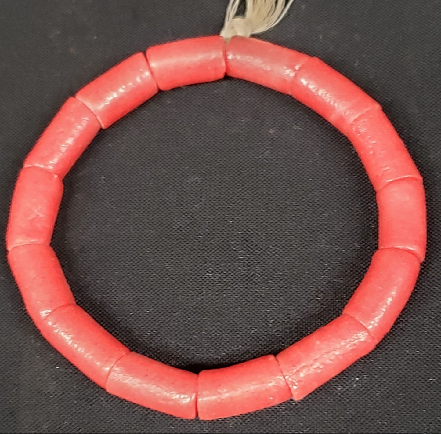 African glass beads, red tube beads for jewelry making. Large holes beads. - Aadampo
