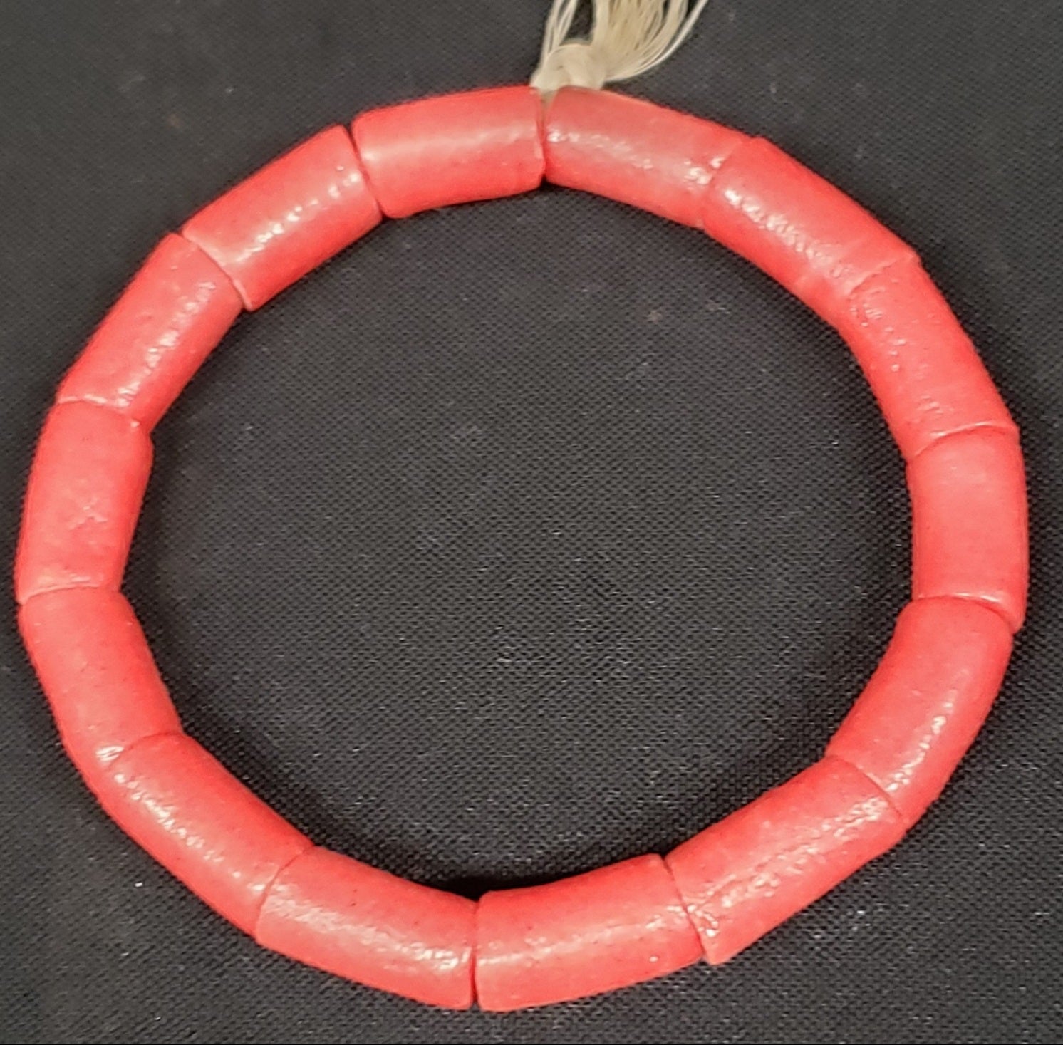 African glass beads, red tube beads for jewelry making. Large holes beads. - Aadampo