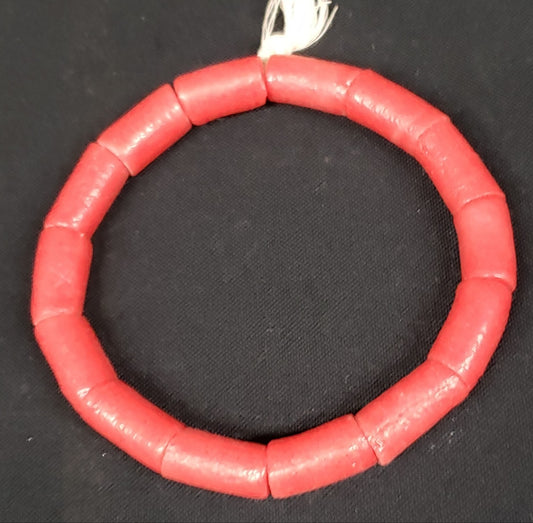 African glass beads, red tube beads for jewelry making. Large holes beads. - Aadampo