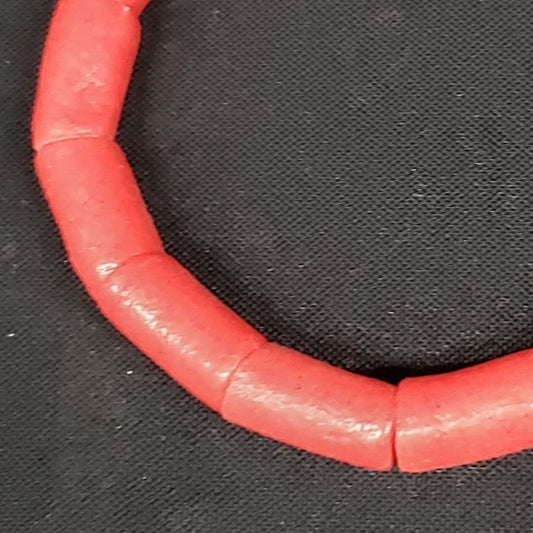 African glass beads, red tube beads for jewelry making. Large holes beads. - Aadampo
