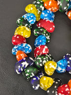 XL Multicolor Canoe-Shaped Krobo Powdered Glass Beads – Rainbow Mosaic African Recycled Glass Beads | Handmade Ghana Glass Beads | Statement Jewelry Beads Strand