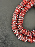 Authentic Garnet Red Fused Krobo Rondelle Beads | Handmade Recycled Glass Beads | Ghana
