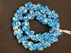 XL Ocean Mosaic Canoe-Shaped Krobo Powdered Glass Beads | Blue & White Recycled Glass Beads | Handmade African Beads from Ghana