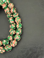 Authentic Fused Krobo Recycled Glass Beads 12–14mm | Green African Glass Beads | Handmade in Ghana