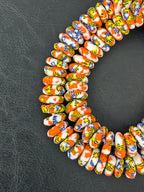 Festival Mosaic Fused Krobo Rondelle Beads | Handmade Recycled Glass Beads from Ghana | 95–99 Beads