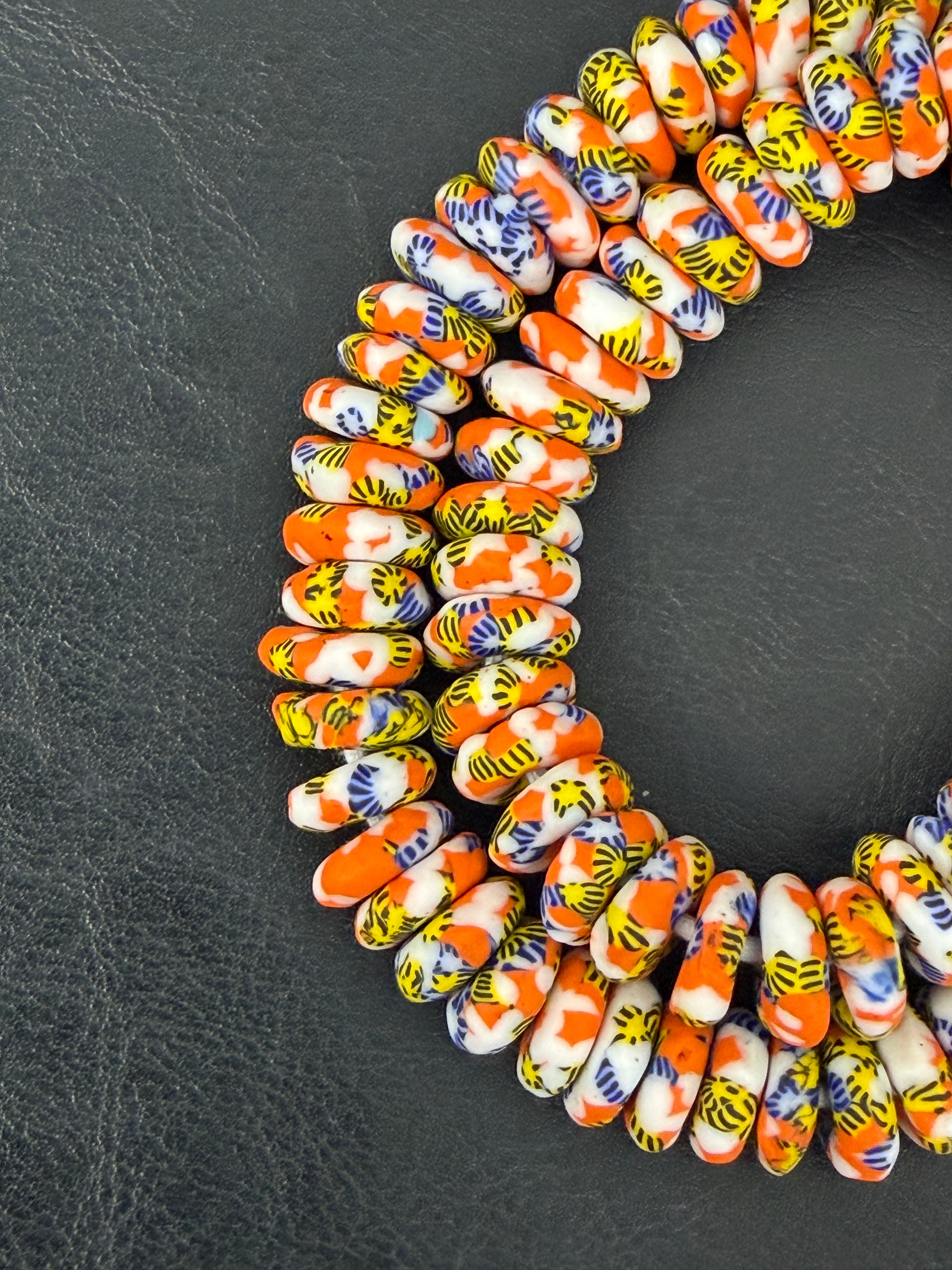 Festival Mosaic Fused Krobo Rondelle Beads | Handmade Recycled Glass Beads from Ghana | 95–99 Beads